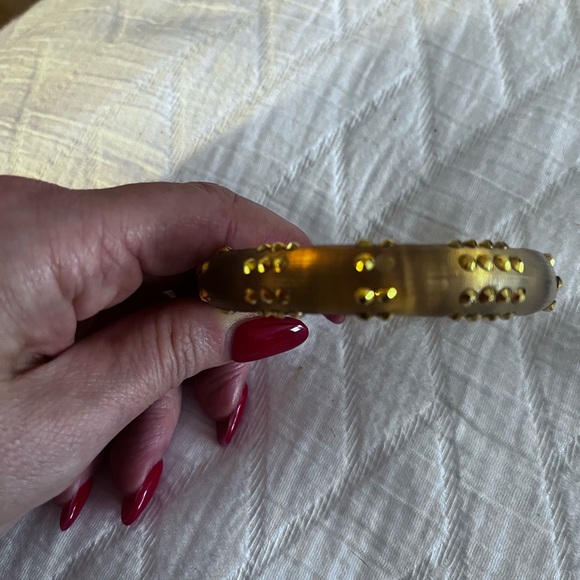 From the archives: Alexis Bittar gold lucite hinge bracelet  with embellishments - Picture 3 of 3